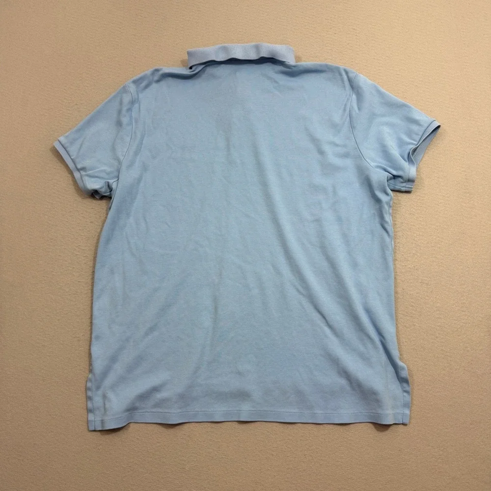 Vintage Polo Ralph Lauren Shirt Men XXL Blue Custom Fit Short Sleeve Yellow Pony